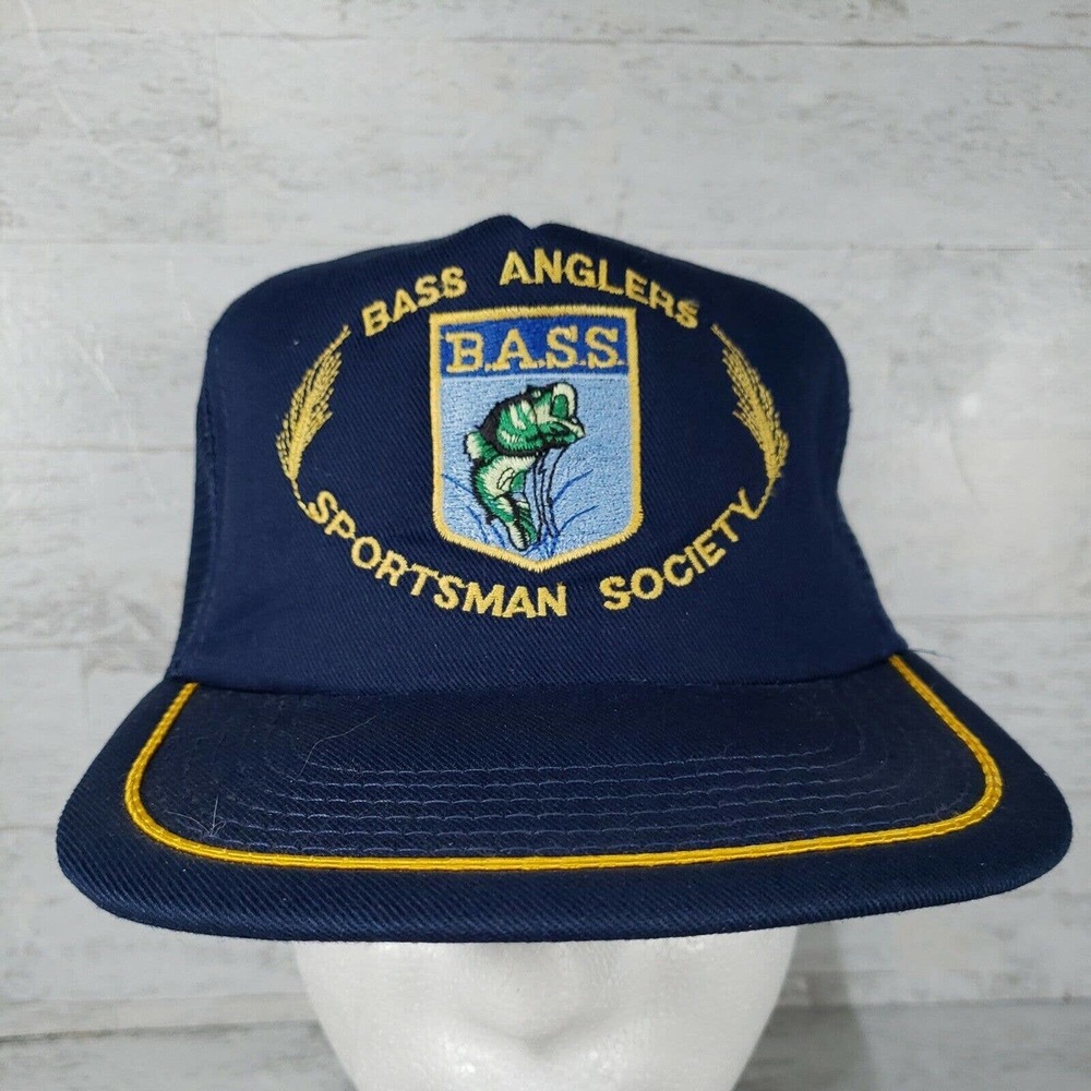 Vintage Bass Anglers Sportsman Society Trucker Hat Fishing Cap Mesh Snapback USA